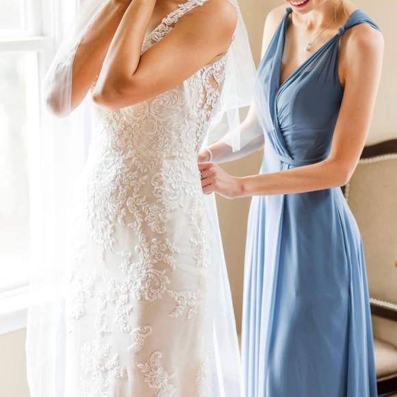 Slate Blue Long Formal Dress - Picture 1 of 9